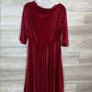 Unique Vintage Merlot Striped Velvet Fit and Flare Dress